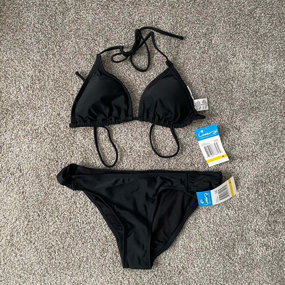 NWT California Waves Black Bikini, Size Medium
